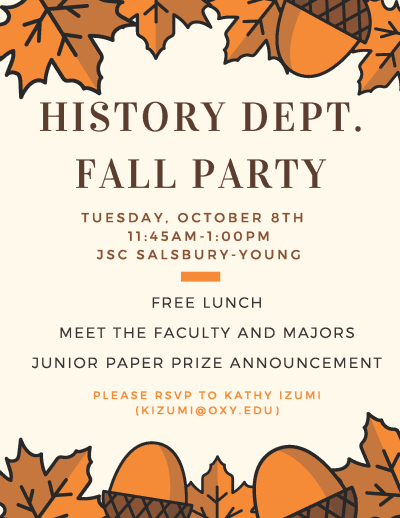 Event poster for the History party