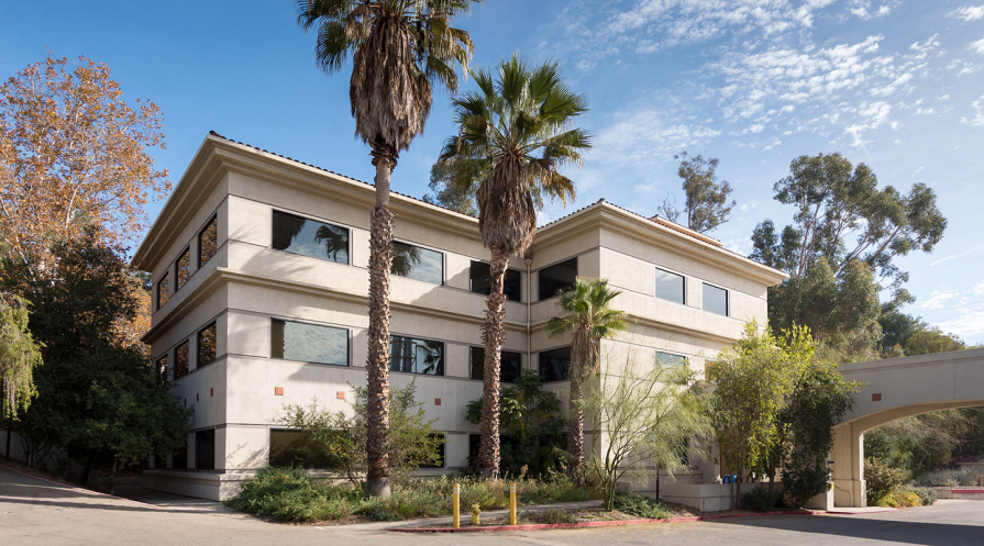 Occidental College's three story Bioscience Building on campus