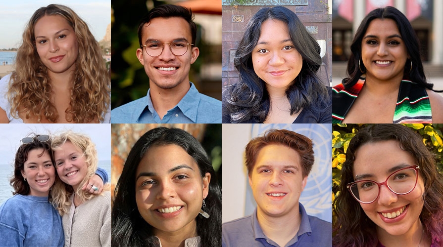 a composite image of eight smiling faces representing Oxy undergrads