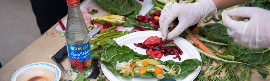 Ingredients scattered about a table