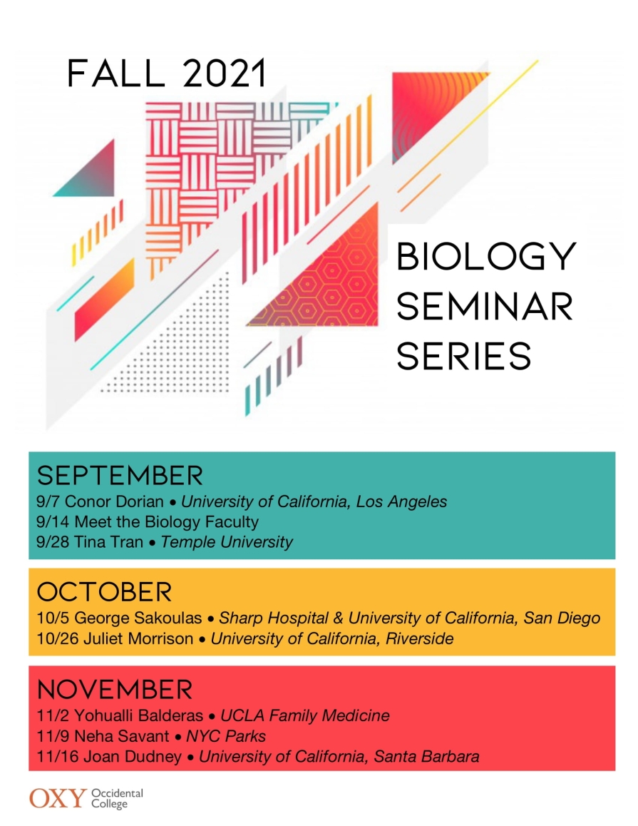 Fall 2021 Biology Seminar Series Schedule