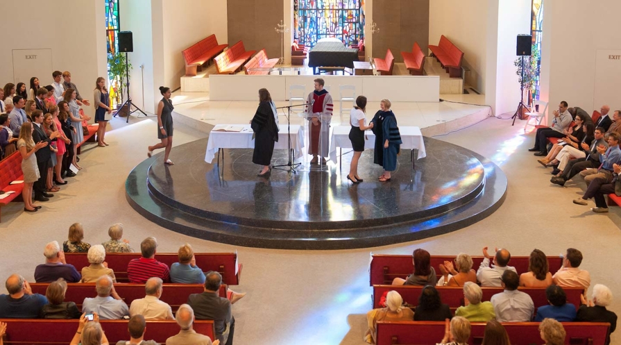 Students receive their PBK keys at a Phi Beta Kappa induction ceremony