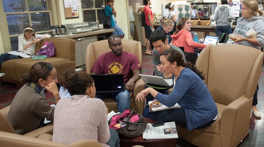 Students gathering to study together