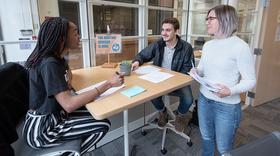 Students in the writing center