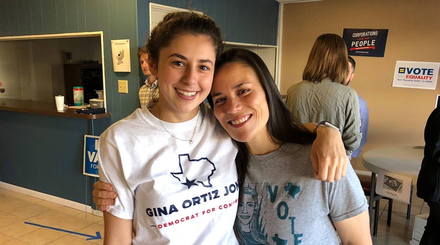 Student Anya Silverman-Stoloff with Gina Ortiz Jones