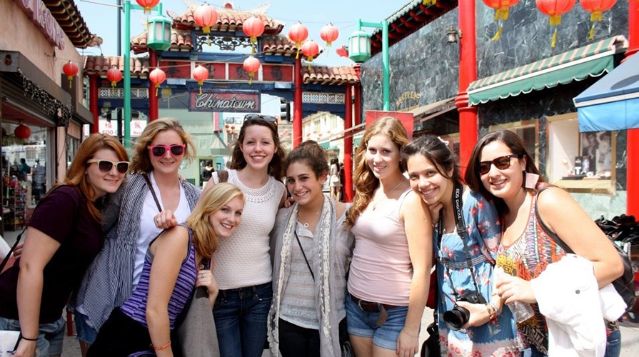 CIS students pose in Chinatown in Downtown Los Angeles