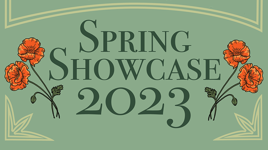 "Spring Showcase 2023" graphic with red poppies