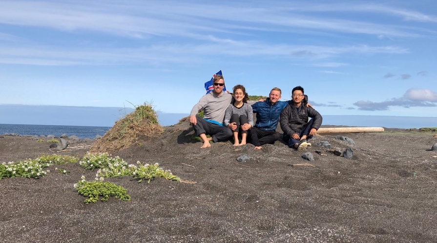 A professor and students in Iceland