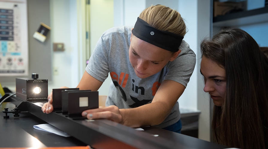 Physics students in the lab