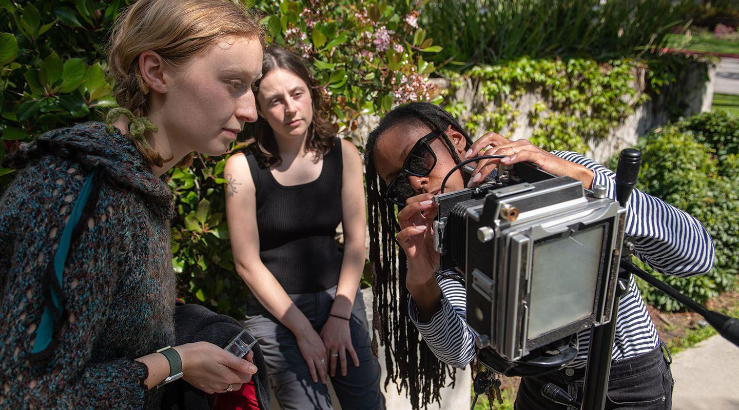 Occidental (Oxy) students using a large format film camera