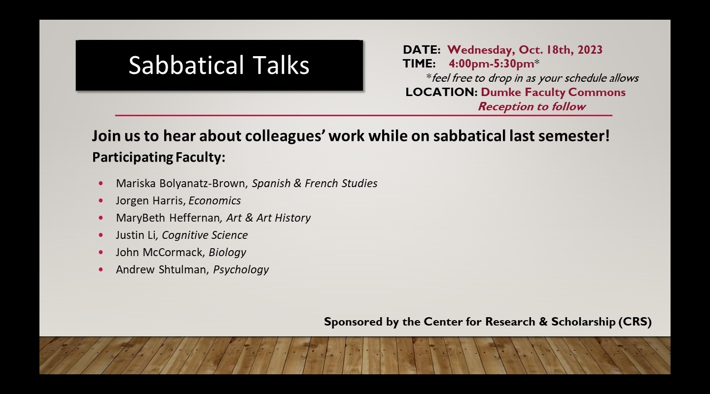 October 18, 2023 Sabbatical Talks