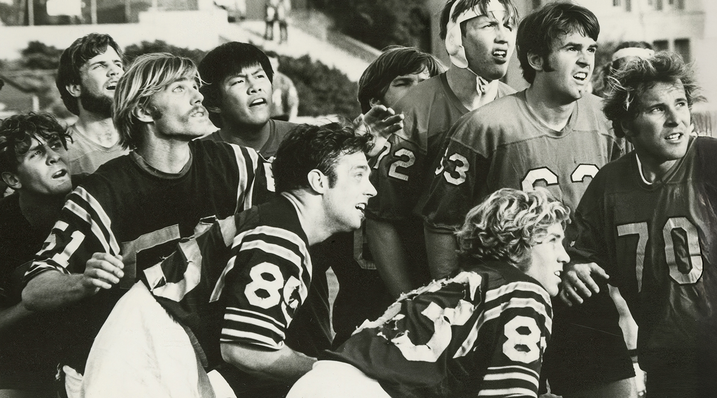 Members of the 1971 Oxy rugby team.