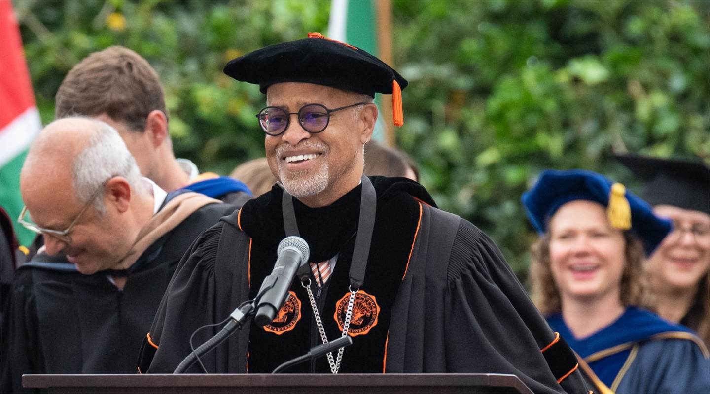 President Elam at the podium on May 19, 2024.
