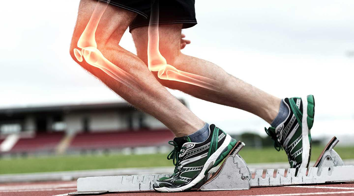 image illustrates knee pain or injury, a common issue for athletes, especially runners