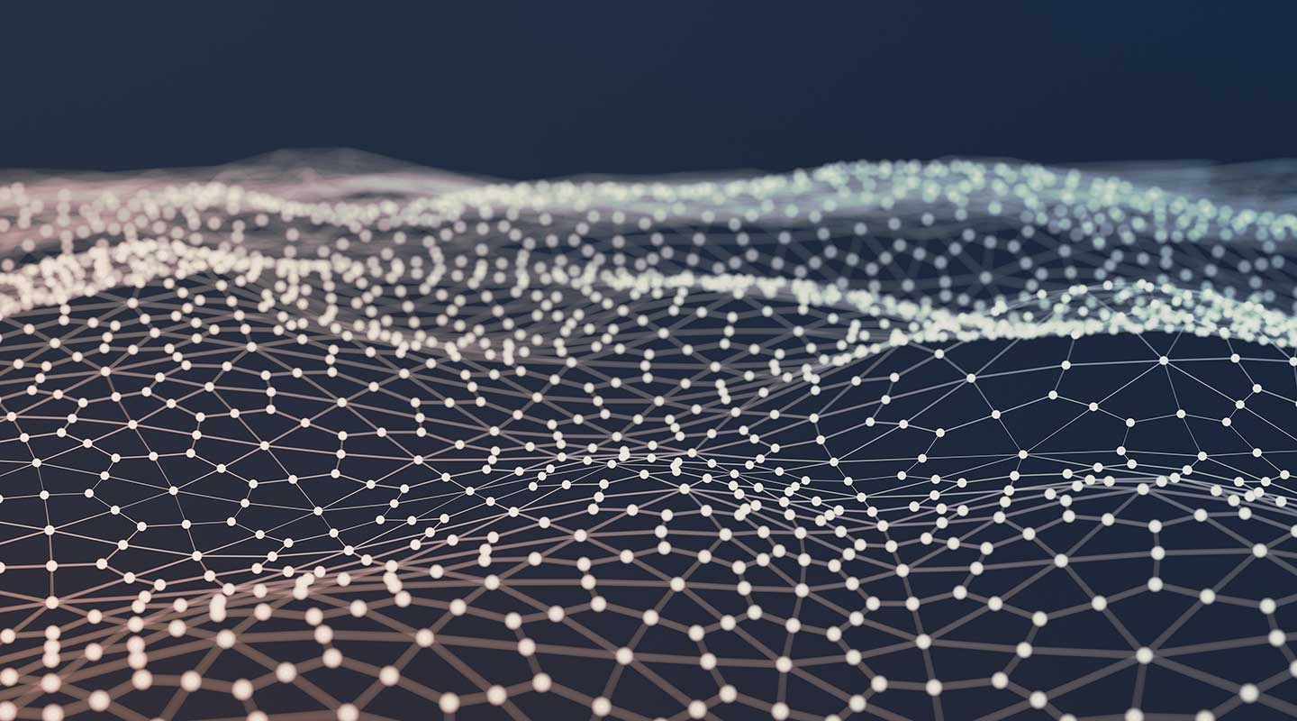 abstract visual representation of a neural network or a similar complex interconnected system