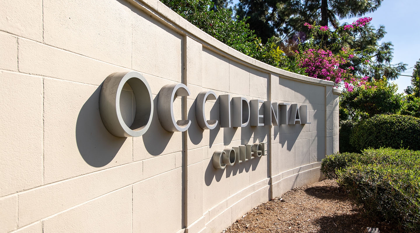 Occidental's front entrance sign