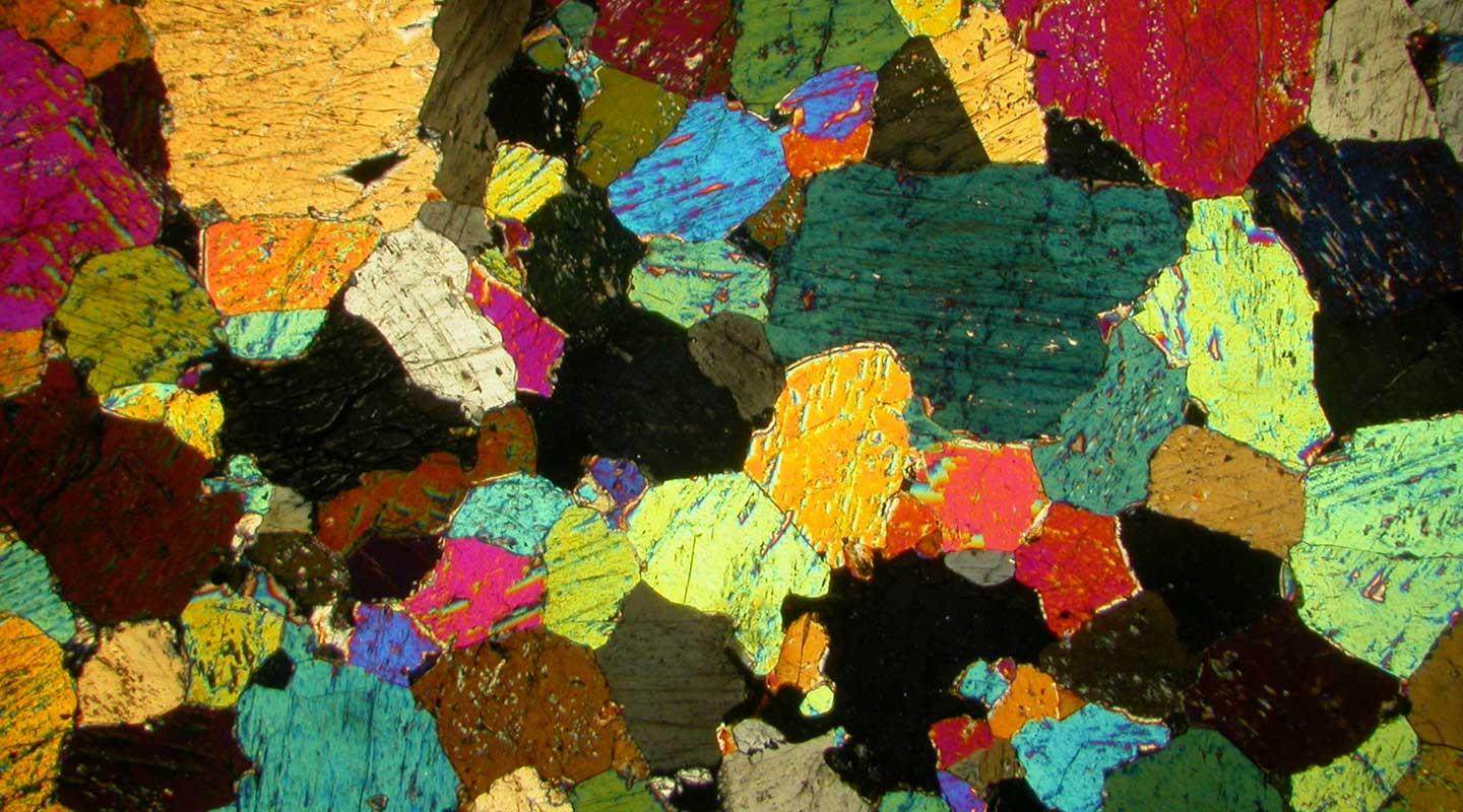 Colorful rocks displayed next to each other