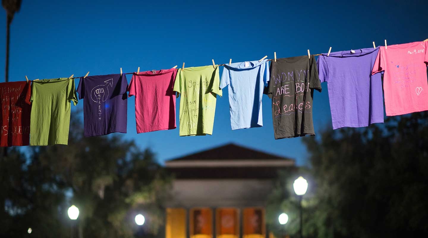 Tshirts belonging to survivors on clotheslines
