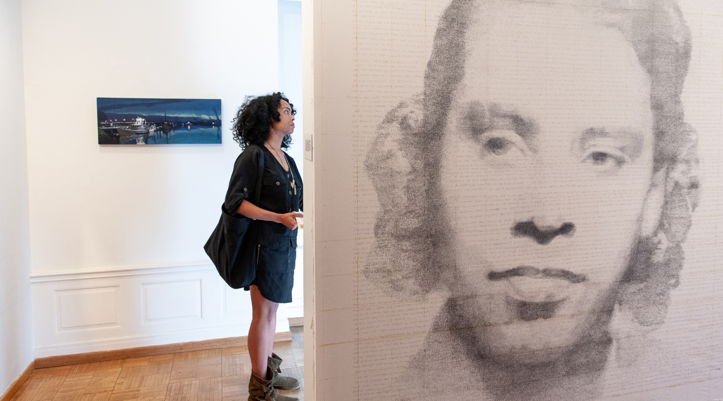 A wall drawing of Janet Stafford was created by artist Kenturah Davis '02 in 2012