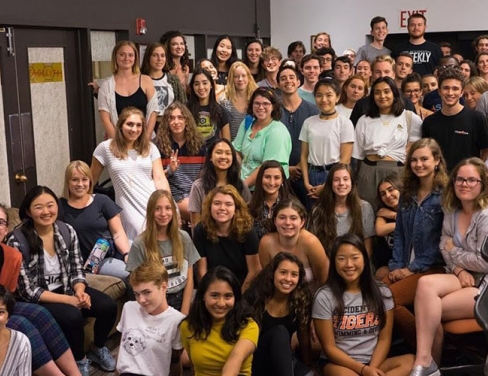 a large group photo of students on the Oxy newspaper staff