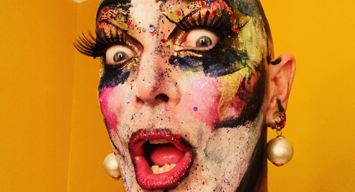 close-up color portrait of Taylor Mac