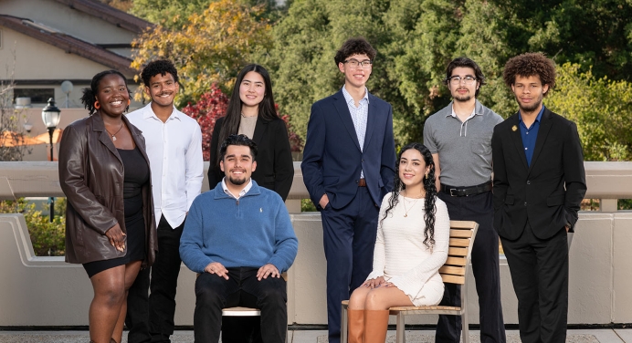 an eight-person portrait of the 2025-26 Obama Scholars cohort