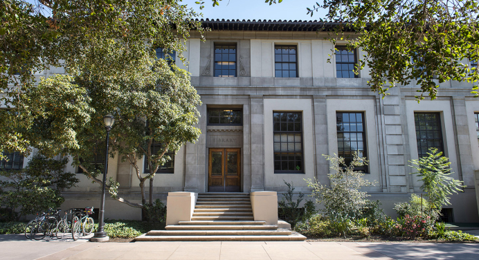 Occidental's library, the north side entrance