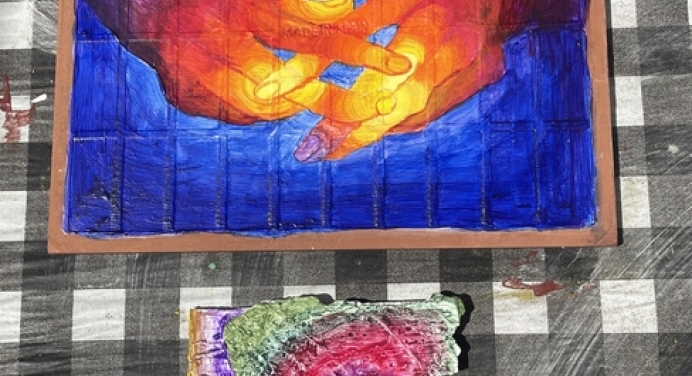 colorful examples of art made from acrylic painting on top of ceramics