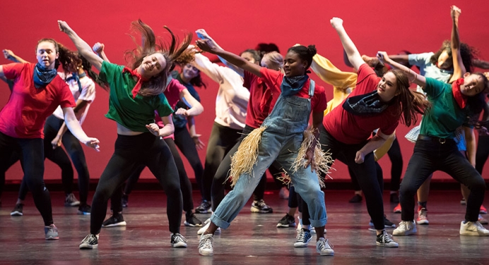 Oxy students performing in Dance Production