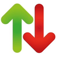 One green arrow pointing up, one red arrow pointing down.
