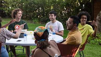 Students at the ICC in the backyard 