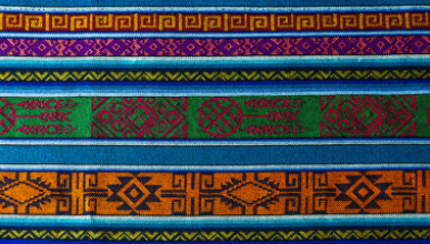 a brightly colored Ecuadorian textile