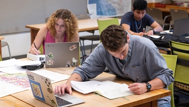 Occidental students study in the Academic Commons