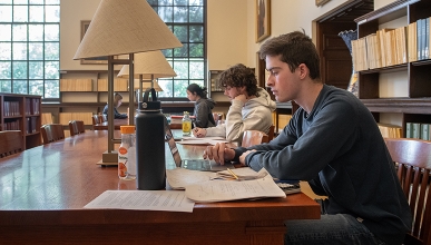 An Occidental student studies in the Academic Commons