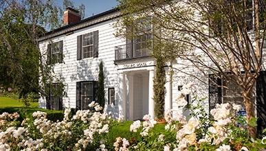 An exterior shot of Collins House, Oxy's Office of Admissions