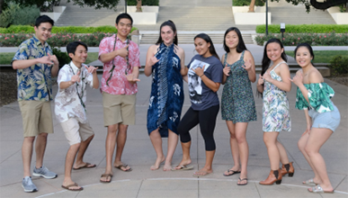 Students in the Hawaiian club