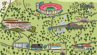 A hand-drawn map of Eagle Rock and Pasadena. Highlights: Occidental College, York Blvd, Rose Bowl, Old Town, and more