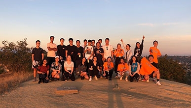 Oxy international students on a hike