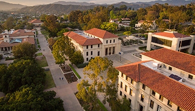 An aerial shot of campus