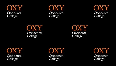 The Oxy logo repeated on a black background