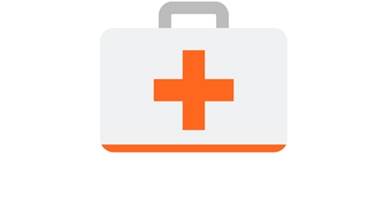 medical bag with an orange cross