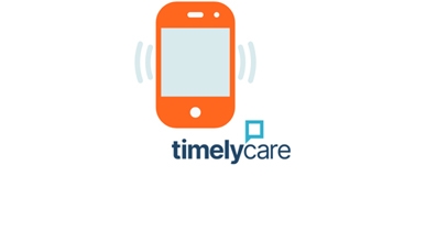 icon showing a mobile phone and the timelycare logo
