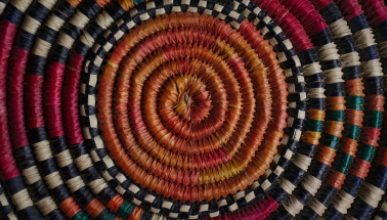 a colorful woven basket