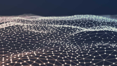 abstract visual representation of a neural network or a similar complex interconnected system