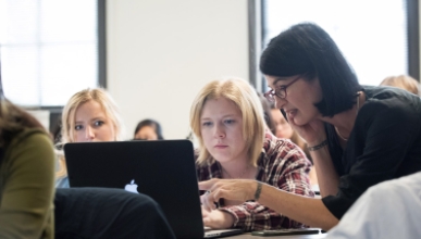 Professor Kathryn Leonard teaches some students