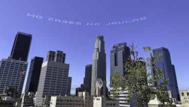 Sky writing from In Plain Sight activism