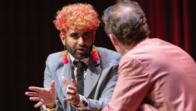 Writer, artist and non-binary activist ALOK at Occidental College on Oct. 3, 2023