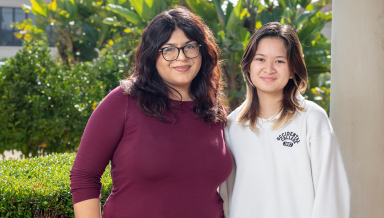 Current year scholarship recipients Alyssa Zatarain '29 and Sunny Tuazon '29 