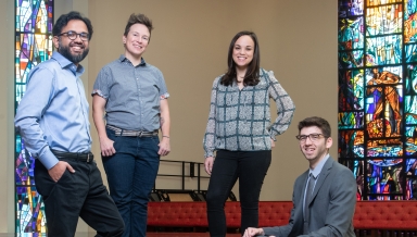 Assistant professors Sohaib Khan (religious studies), Season Blake (philosophy), Jamie Amemiya (psychology), and Zachary Silver (psychology). 