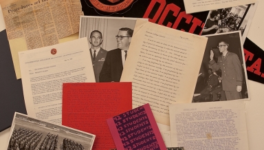 Photos, articles, and memoranda related to the Occidental sit-in of 1969.